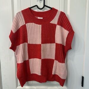 Pink and red checkered sweater vest sz m